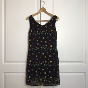 Vintage Harold’s Black Floral Sleeveless Dress Size 8